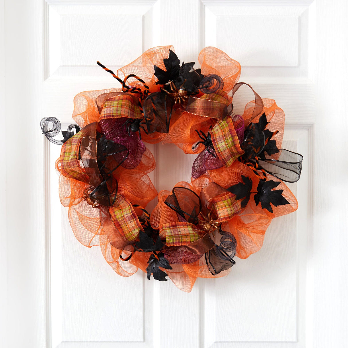 26" Halloween Spider Mesh Wreath-Wreath-Parc Decor