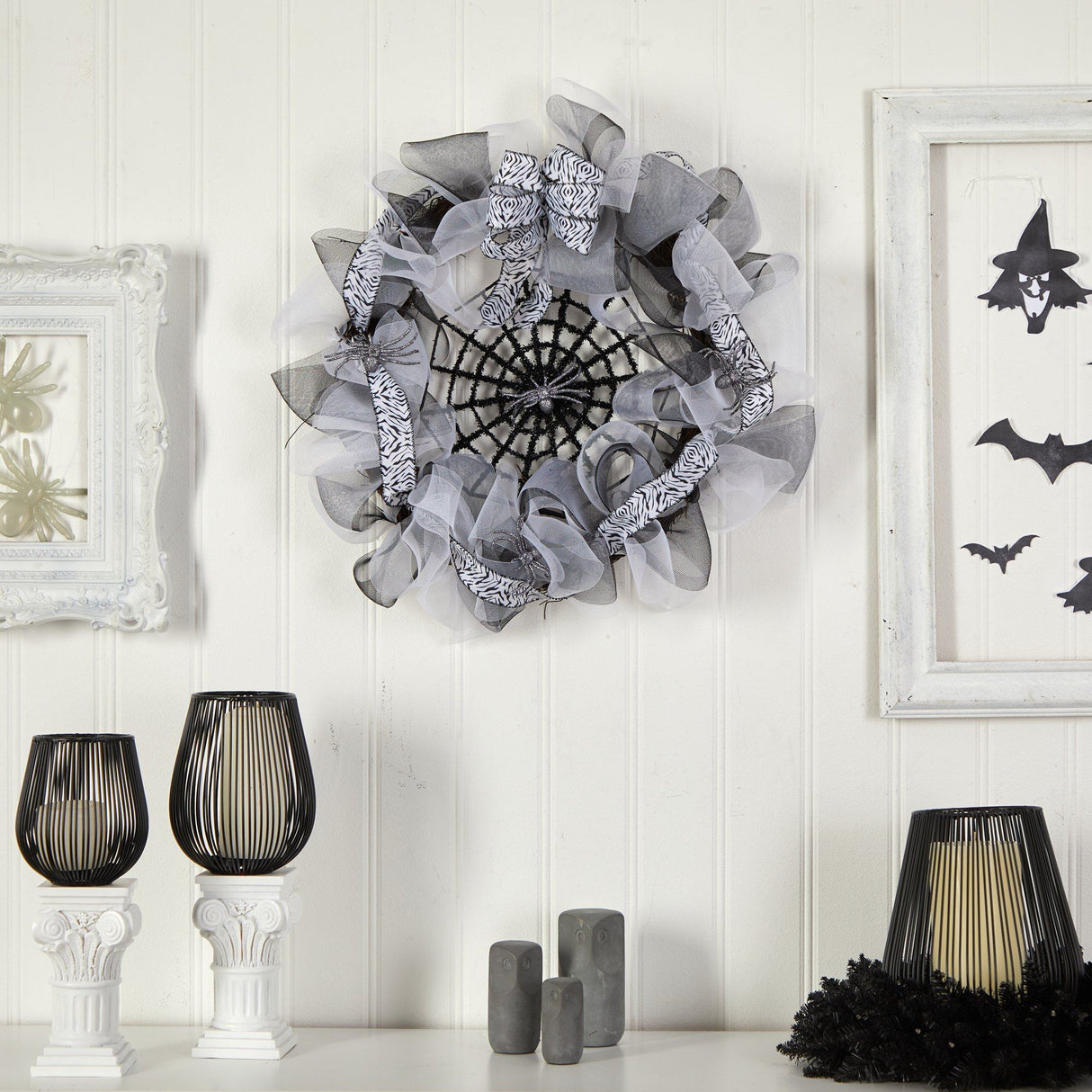 26” Halloween Spider Web Mesh Wreath-Wreath-Parc Decor