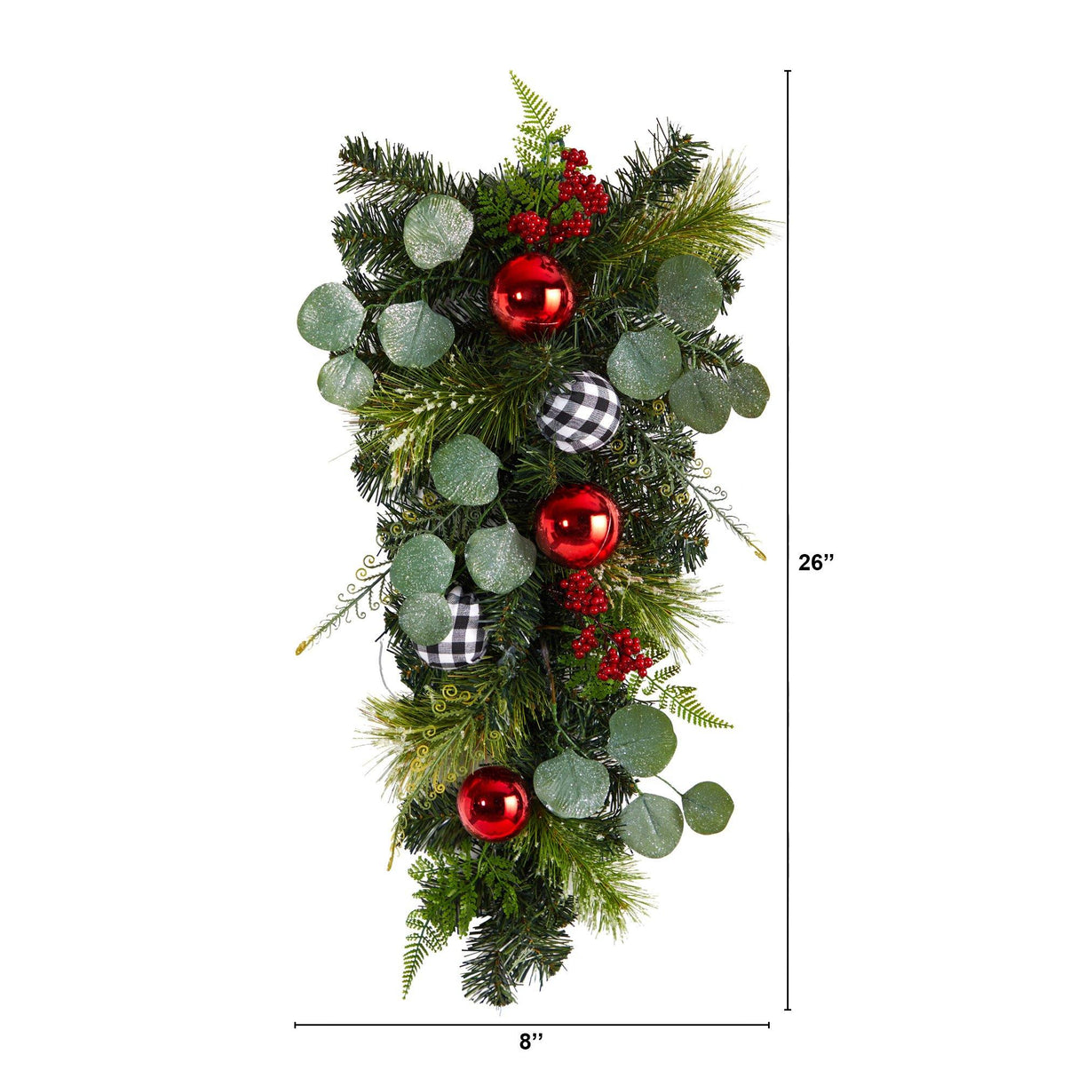 26” Holiday Christmas Greenery Ornament Artificial Swag-Teardrop-Parc Decor