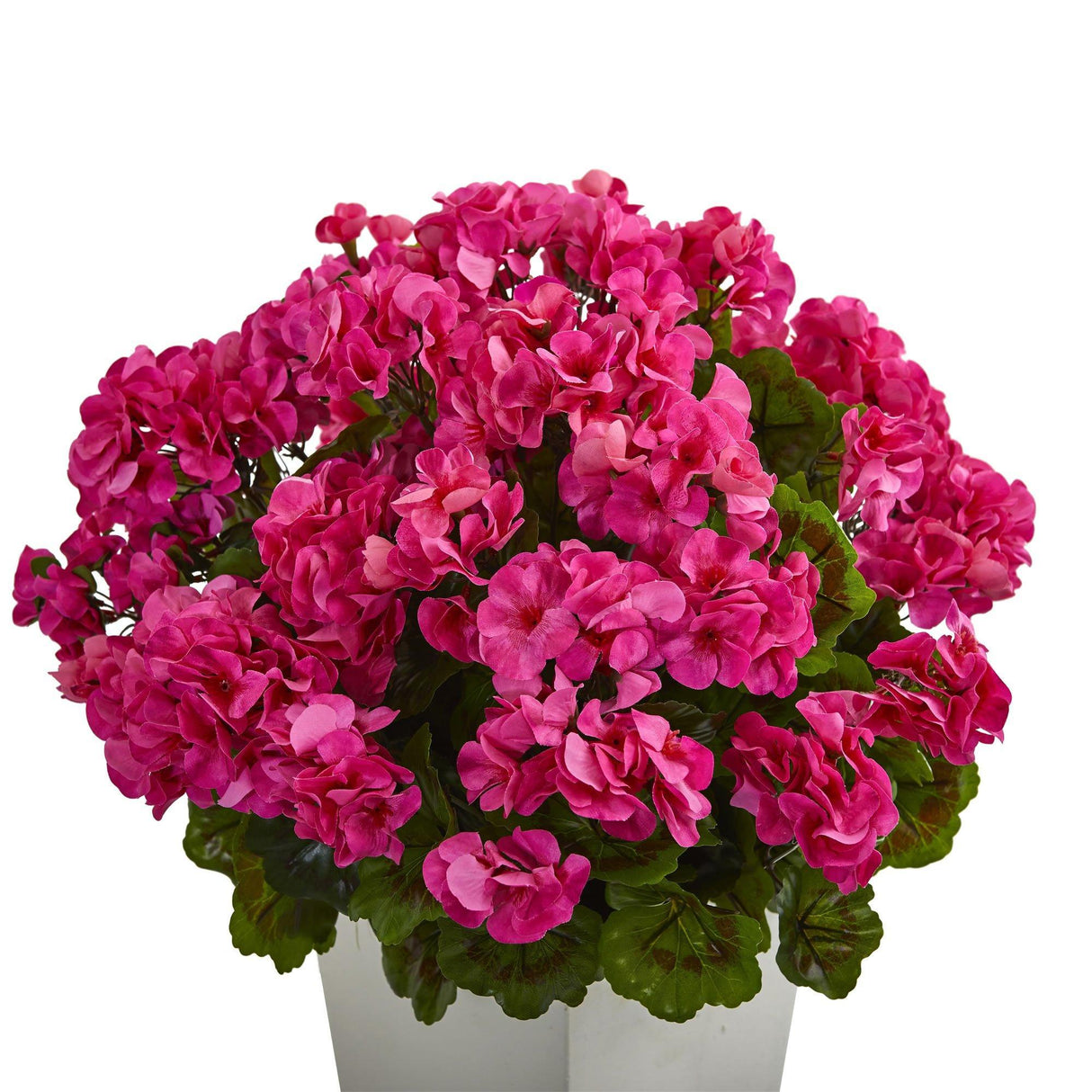 27” Geranium Artificial Plant in White Planter UV Resistant (Indoor/Outdoor)-Parc Decor