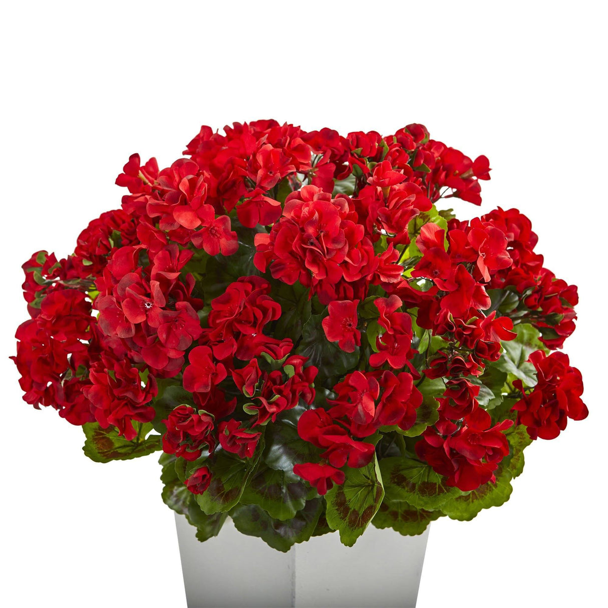 27” Geranium Artificial Plant in White Planter UV Resistant (Indoor/Outdoor)-Parc Decor