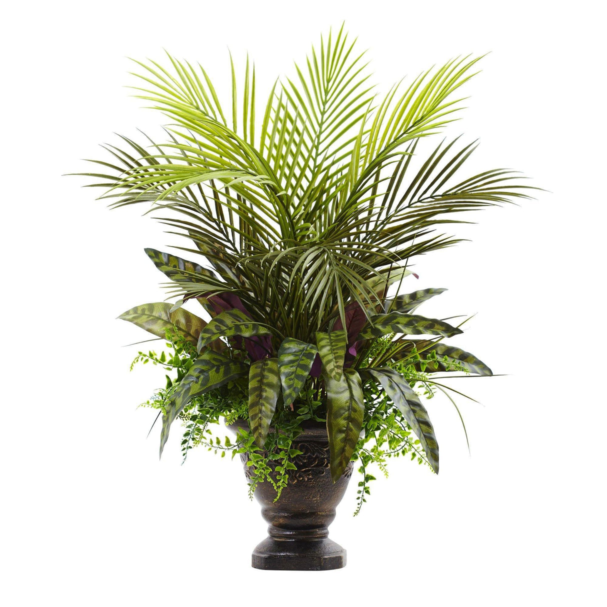 27” Mixed Areca Palm, Fern & Peacock w/Planter-Parc Decor