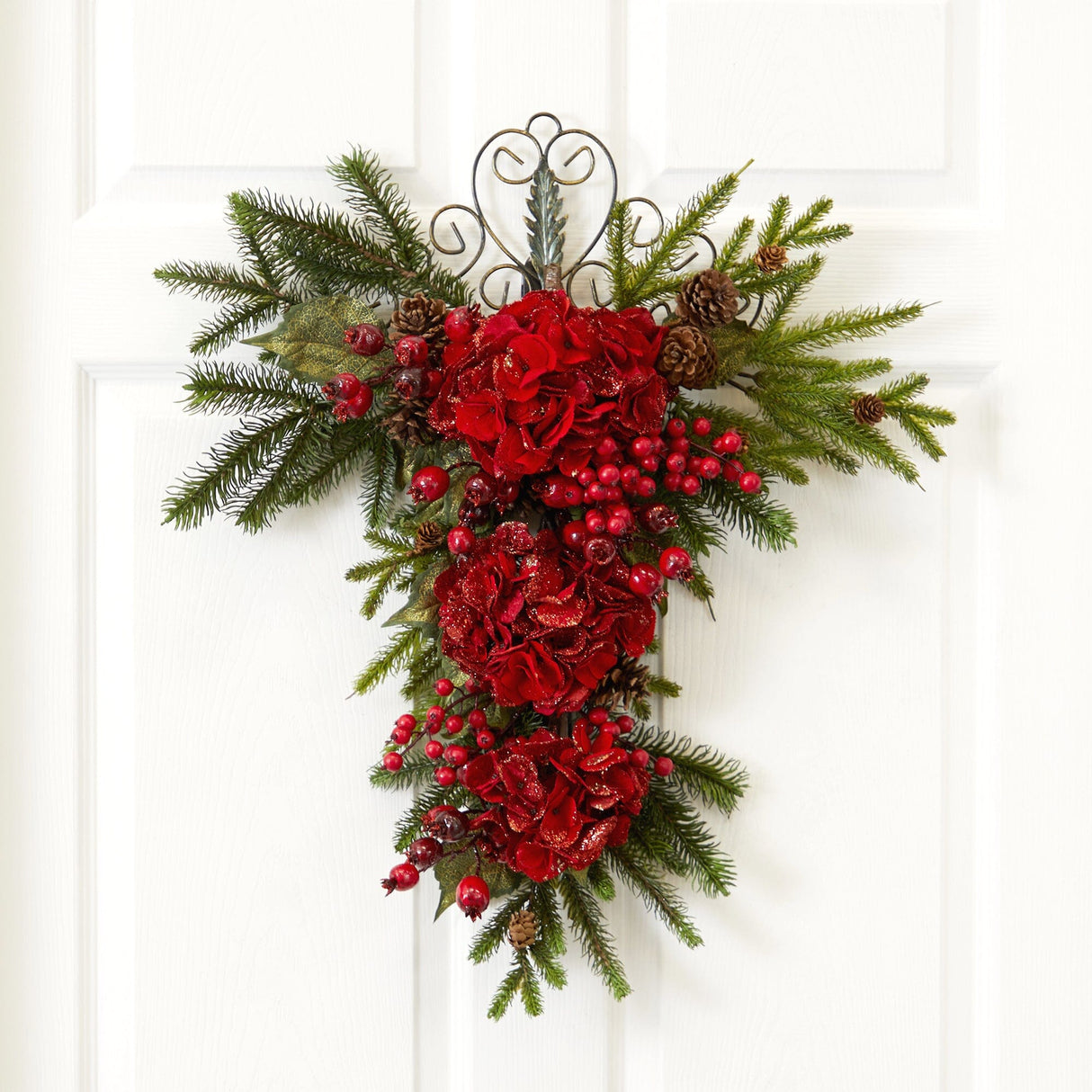 27” Christmas Hydrangea Teardrop-Teardrop-Parc Decor