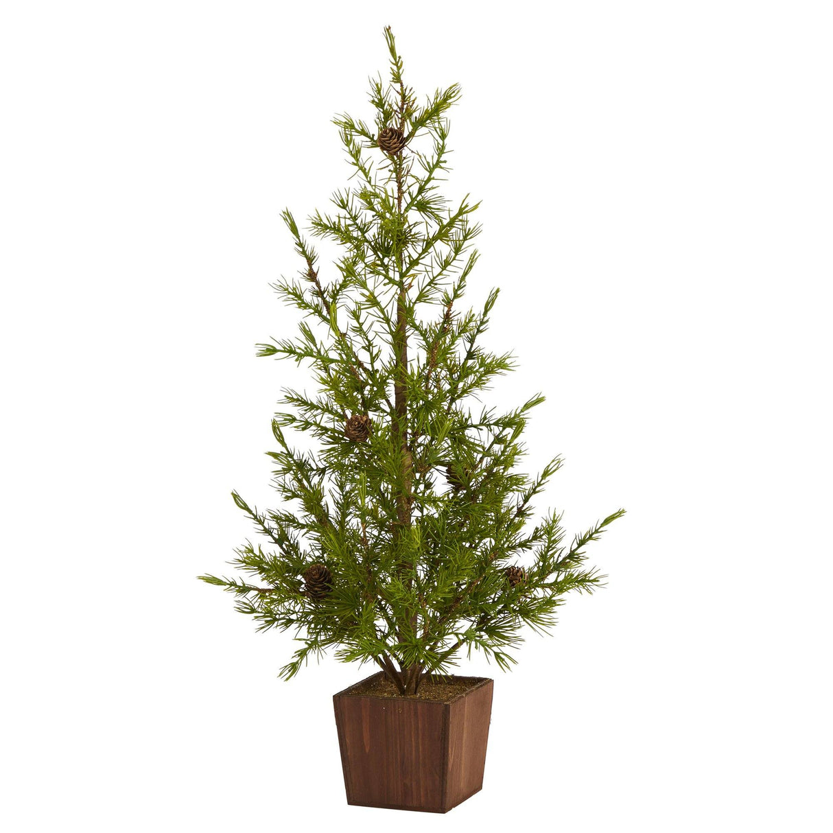 28” Alpine “Natural Look” Artificial Christmas Tree in Wood Planter with Pine Cones-Christmas Tree-Parc Decor