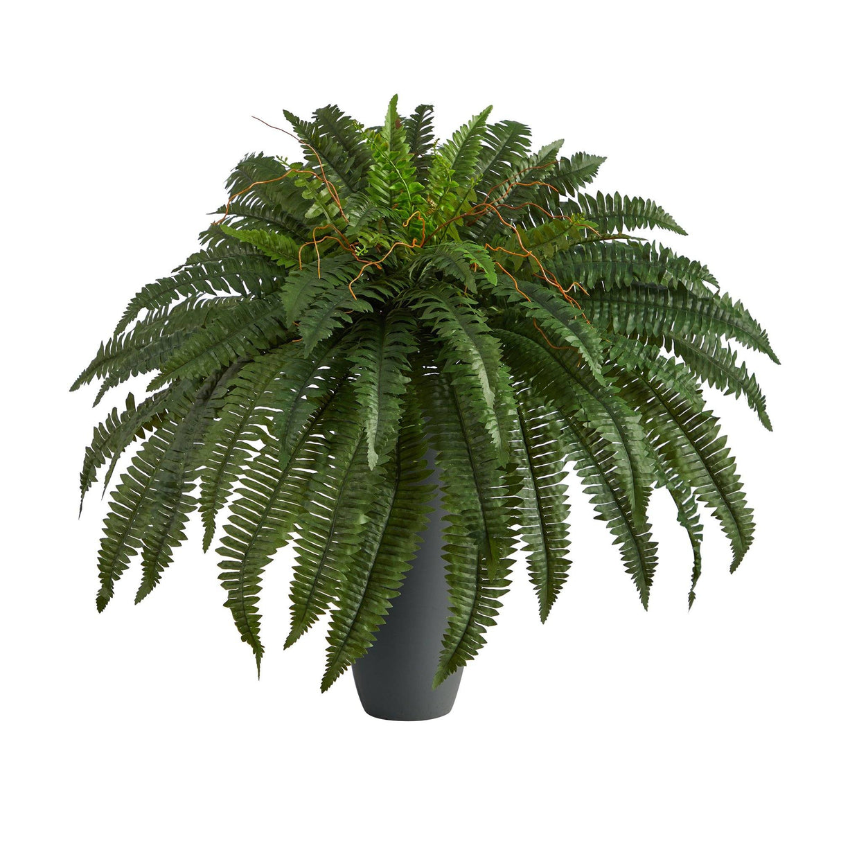 2.5’ Boston Fern Artificial Plant in Gray Planter-Parc Decor