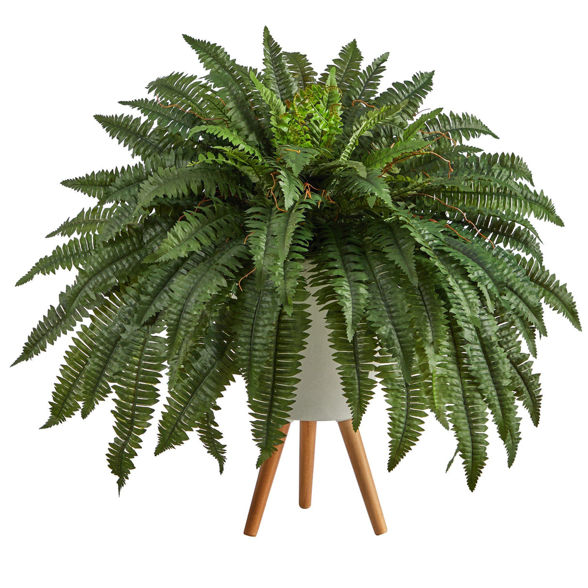 2.5’ Boston Fern Artificial Plant in White Planter with Legs-Parc Decor