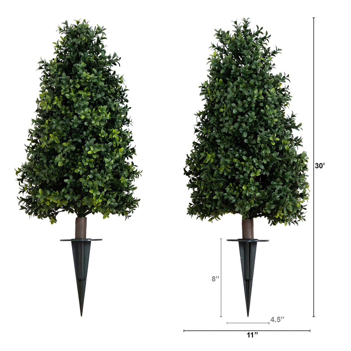 2.5' UV Resistant Artificial Boxwood Plant with Integrated Ground Stake (Indoor/Outdoor) - Set of 2-Plant-Parc Decor