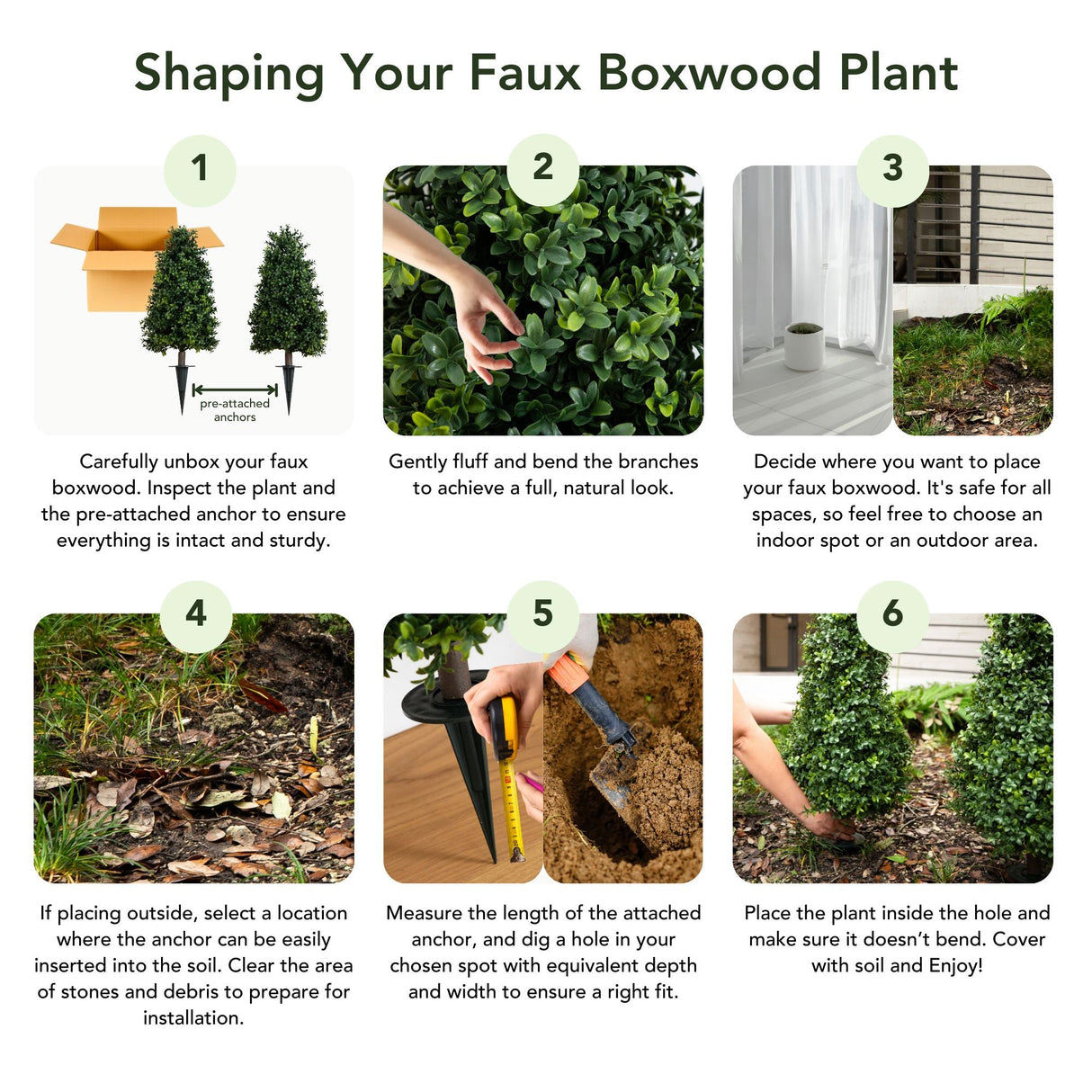 2.5' UV Resistant Artificial Boxwood Plant with Integrated Ground Stake (Indoor/Outdoor) - Set of 2-Plant-Parc Decor