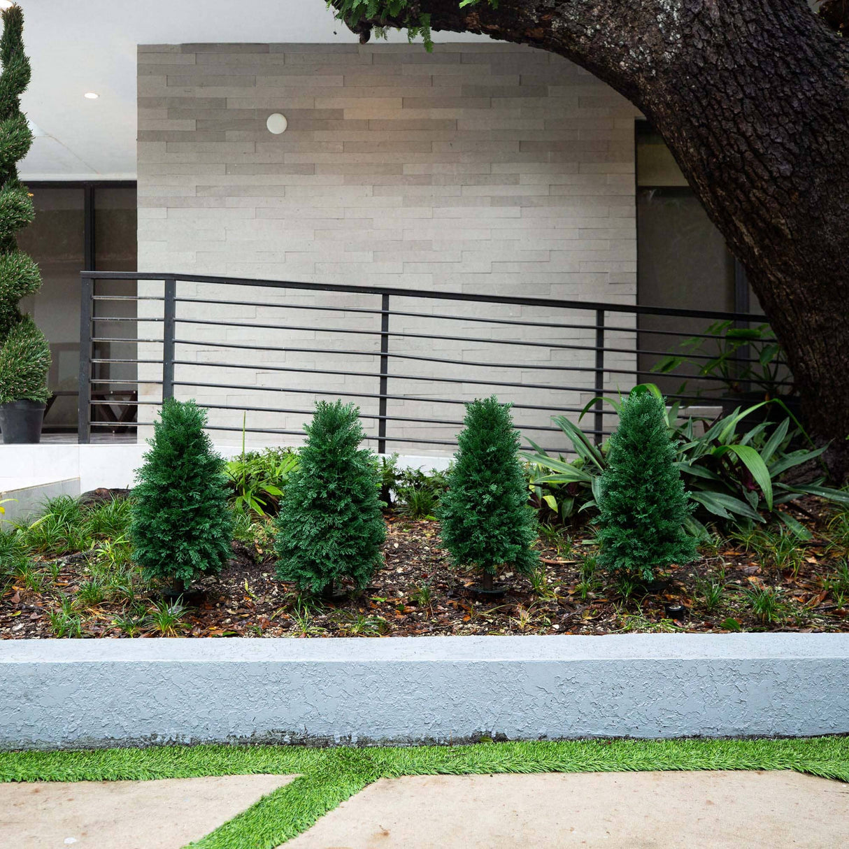 2.5' UV Resistant Artificial Cedar Plant with Integrated Ground Stake (Indoor/Outdoor) - Set of 2-Plant-Parc Decor