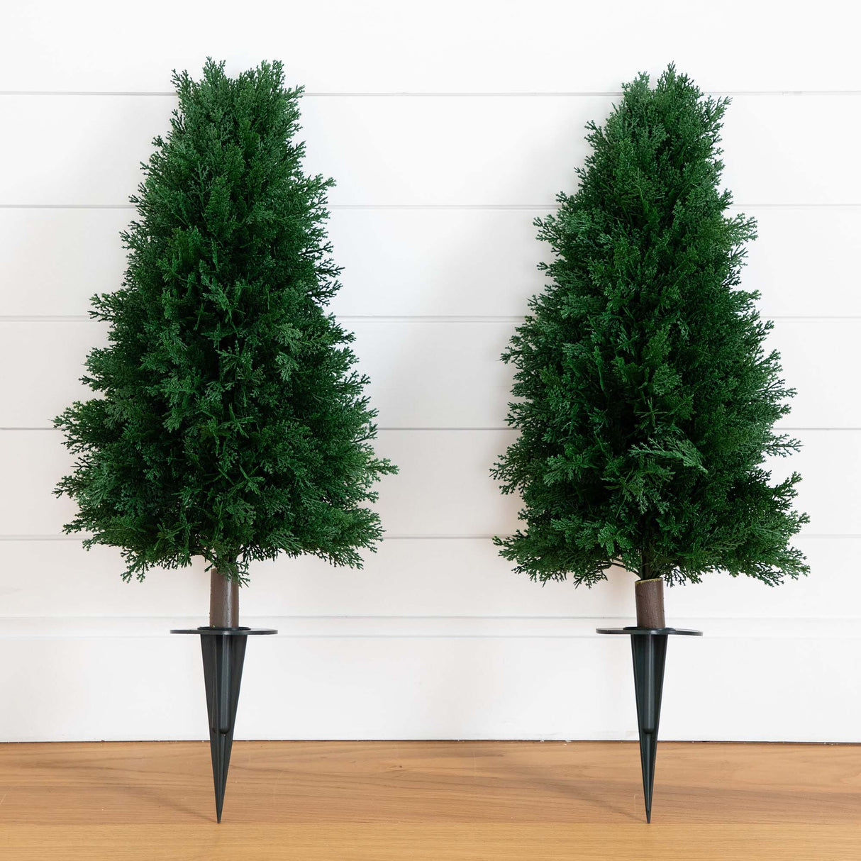 2.5' UV Resistant Artificial Cedar Plant with Integrated Ground Stake (Indoor/Outdoor) - Set of 2-Plant-Parc Decor