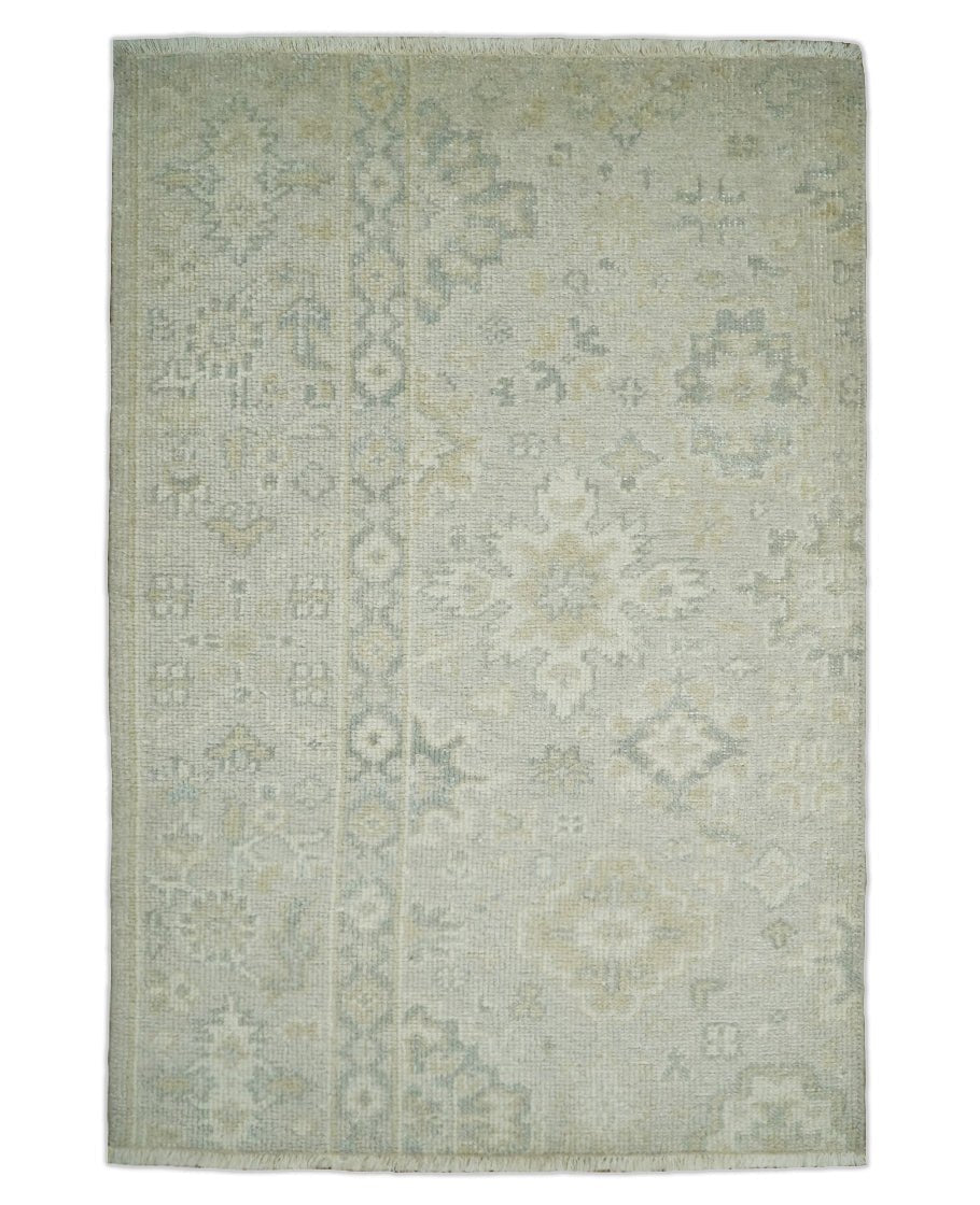 2x3 Hand Knotted Beige and Gray Traditional Persian Wool Rug