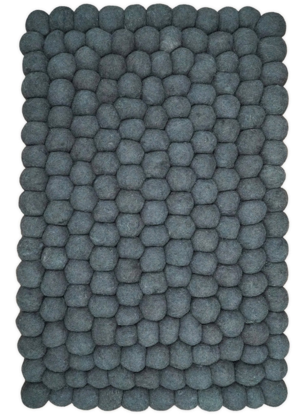 2x3 Handmade Felted Round Pebbles Gray Charcoal Wool Rug