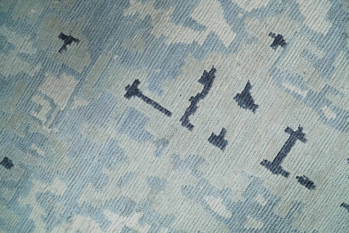 2x3 Modern Abstract Blue, Ivory and Charcoal Bamboo silk Rug