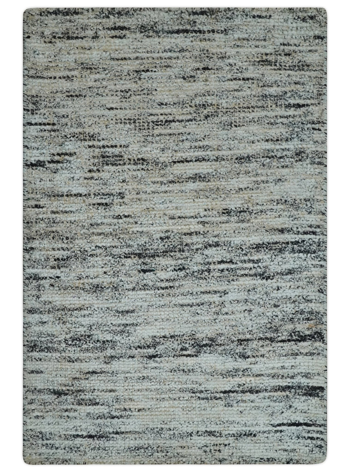 2x3 Modern Abstract Charcoal and Silver Hand Loom Art Silk Rug