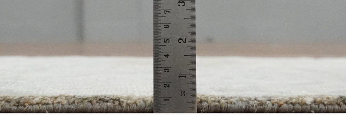 2x4 Entryway Modern Abstract Ivory and Gray Wool Rug Made with Art Silk-Area Rug-Parc Decor