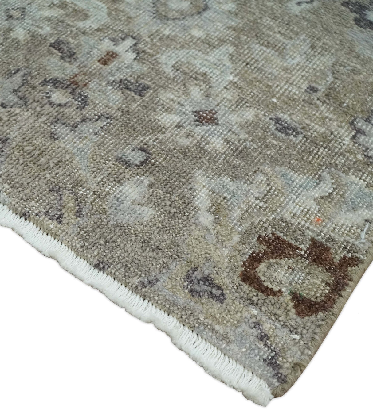 2x4 Gray and Brown Wool Hand Knotted traditional Vintage Antique Rug