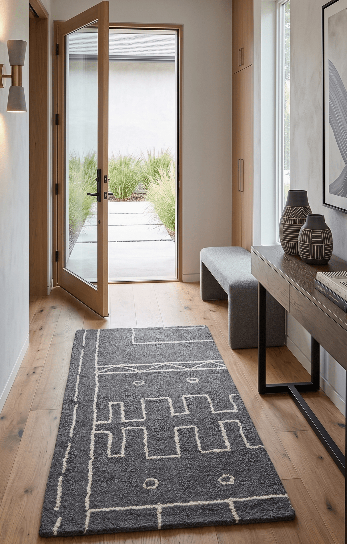 2x4 Gray and White Tribal Hand Tufted Textured Loop Area Rug
