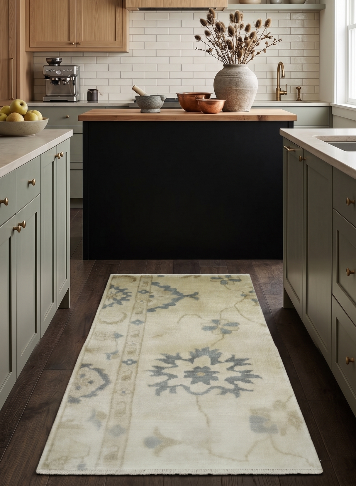 2x4 Hand Knotted Beige and Gray Traditional Oushak Wool Rug