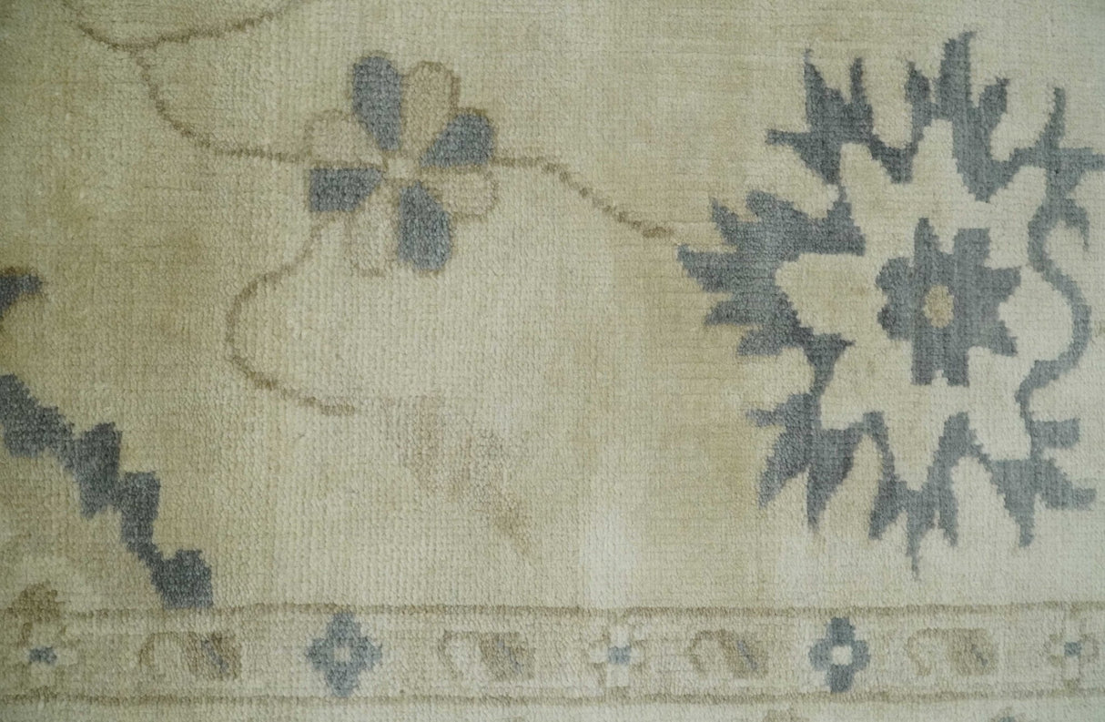 2x4 Hand Knotted Beige and Gray Traditional Oushak Wool Rug
