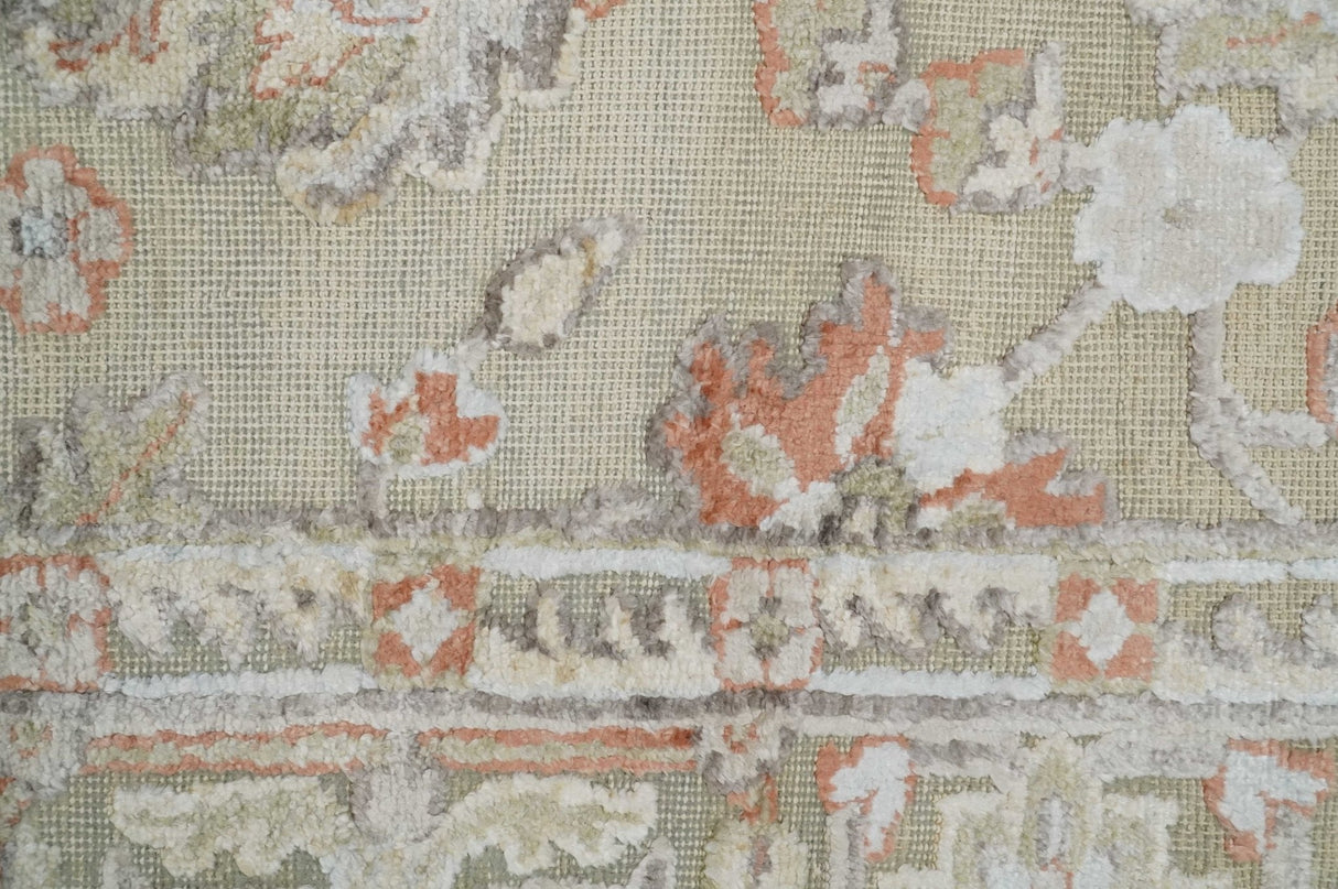 2x4 Hand Knotted Beige and Peach Traditional Persian Oushak Wool Rug
