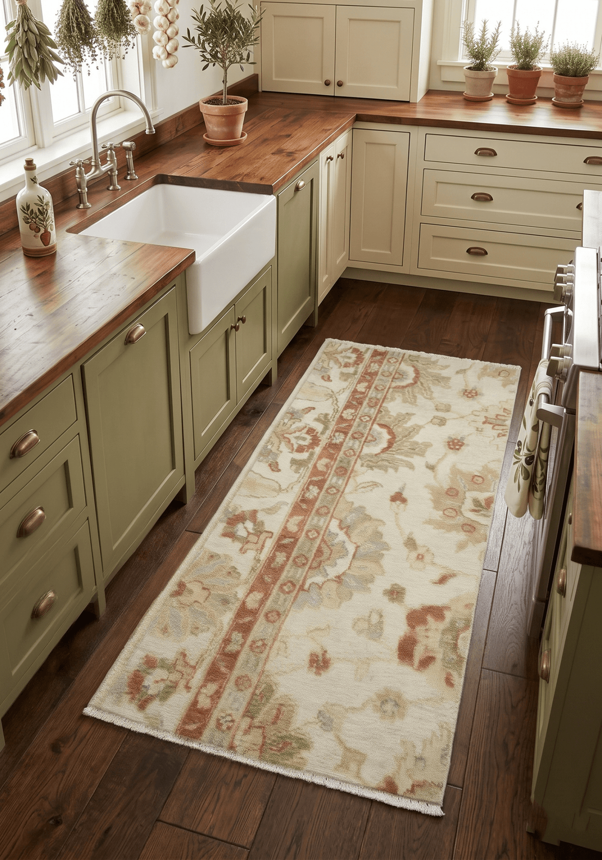 2x4 Hand Knotted Beige and Rust Traditional Oushak Wool Rug
