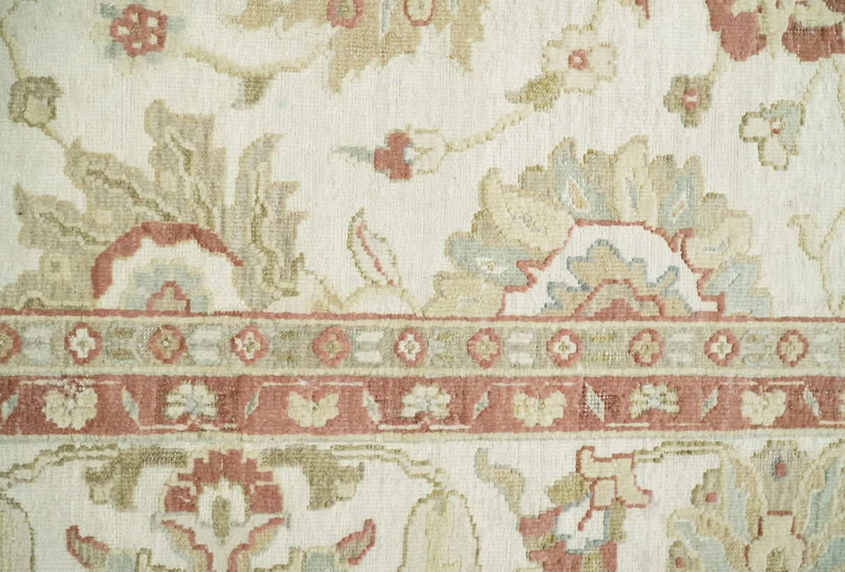 2x4 Hand Knotted Beige and Rust Traditional Oushak Wool Rug