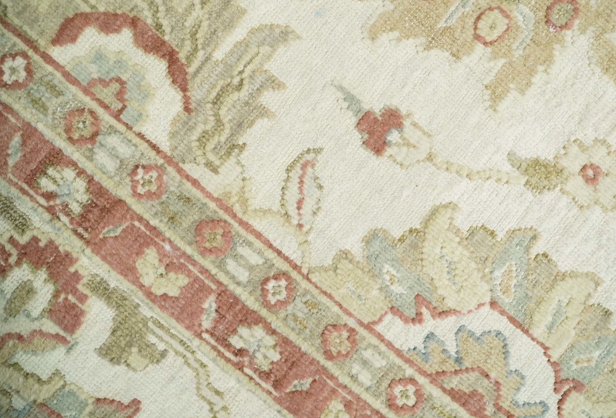 2x4 Hand Knotted Beige and Rust Traditional Oushak Wool Rug