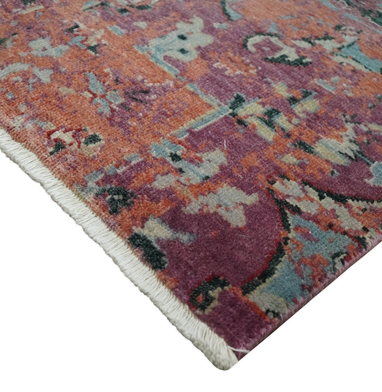 2x4 Hand Knotted Modern Abstract Rust And Purple Wool Rug