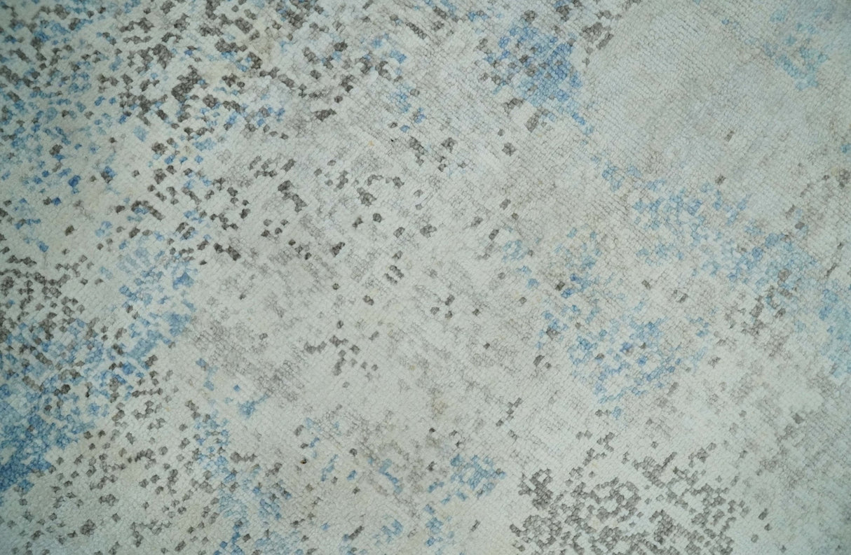 2x4 Modern Abstract Blue and Ivory Rug made with Art Silk| N4124-Area Rug-Parc Decor