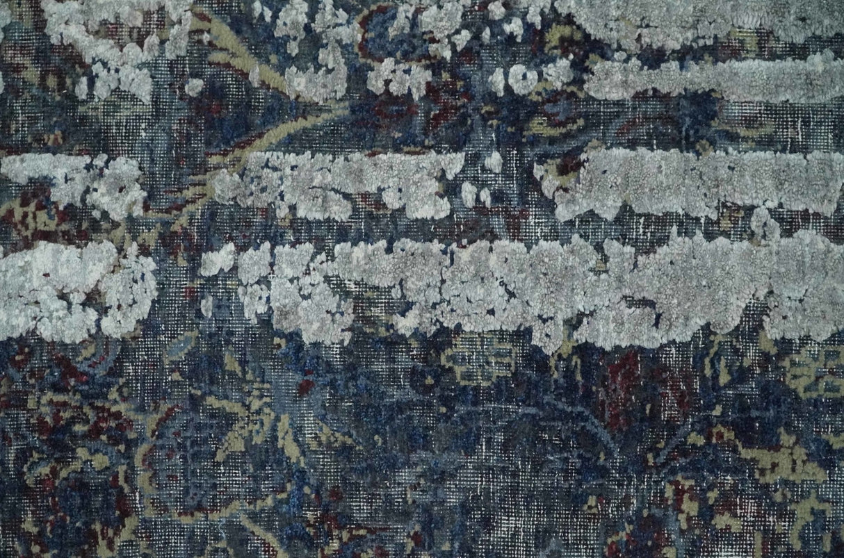 2x4 Modern Abstract Gray and Silver Hand Knotted Wool Rug