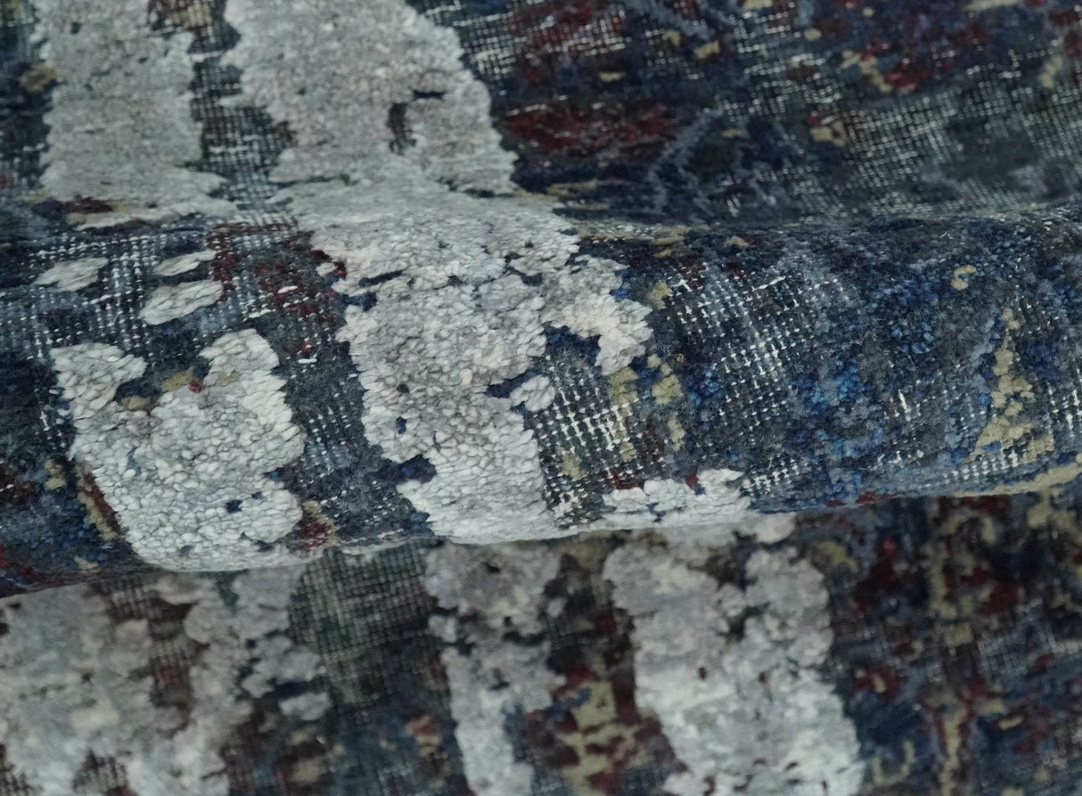 2x4 Modern Abstract Gray and Silver Hand Knotted Wool Rug