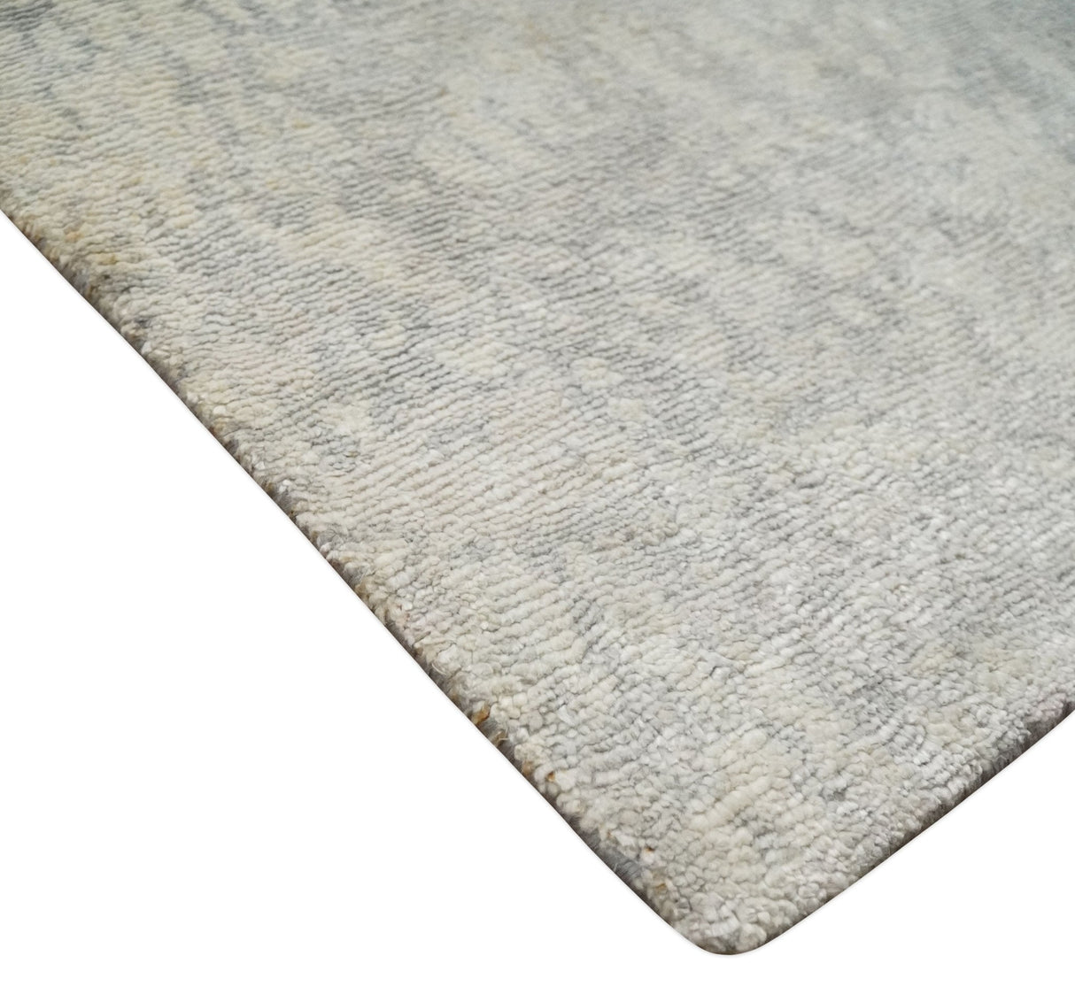 2x4 Modern Abstract Ivory and Gray Hand Knotted Art Silk Wool Rug