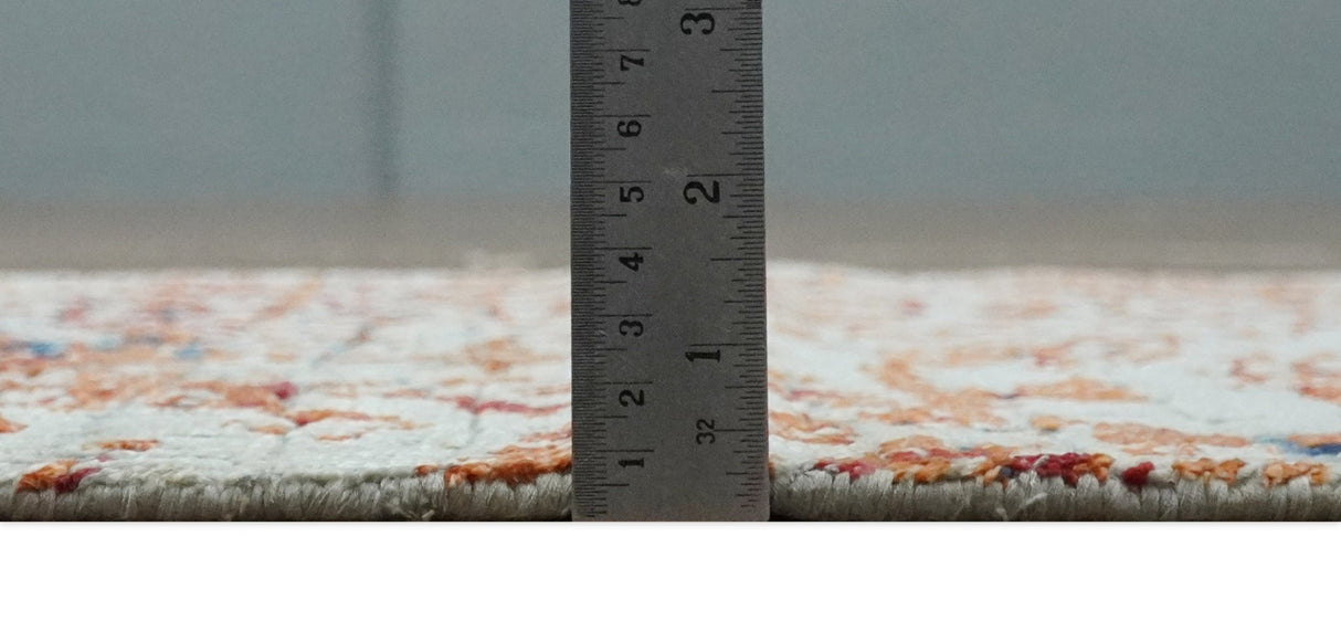 2x4 Modern Abstract Peach and Ivory Art Silk Rug| N8224-Area Rug-Parc Decor