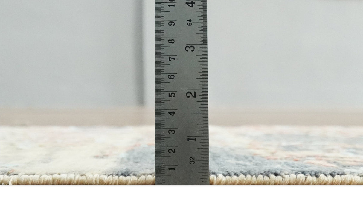 2x4 Modern Abstract Peach, Gray, Ivory and Blue Rug made with Art Silk| N3924-Area Rug-Parc Decor