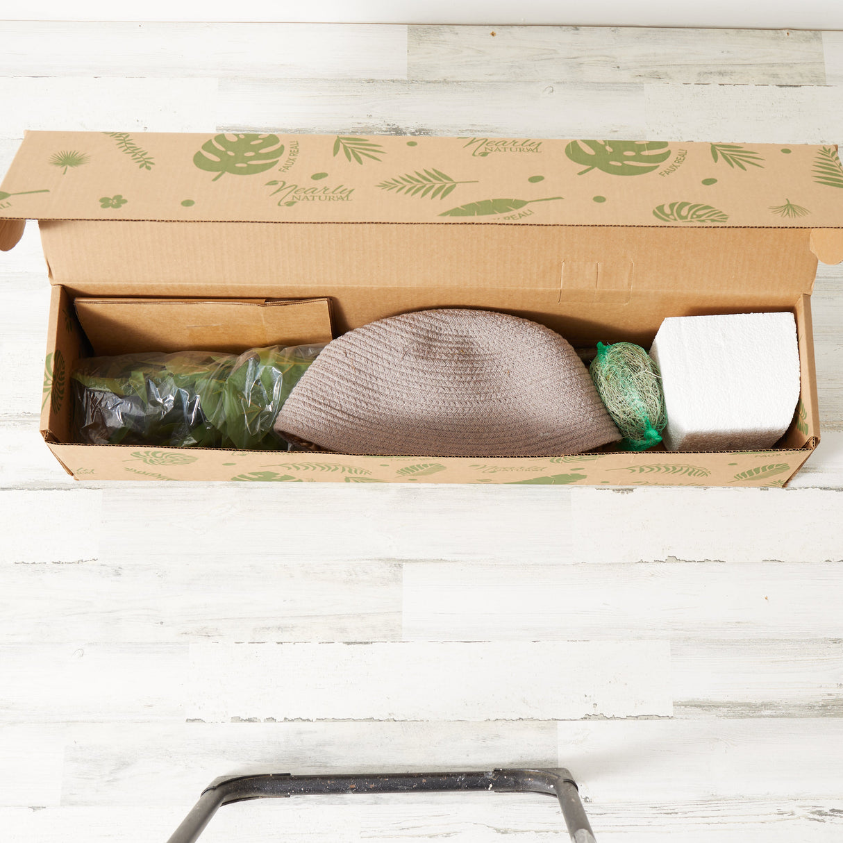 3’ Artificial Fiddle Leaf Fig Tree with Handmade Cotton & Jute Woven Planter DIY Kit - Set of 2-Parc Decor