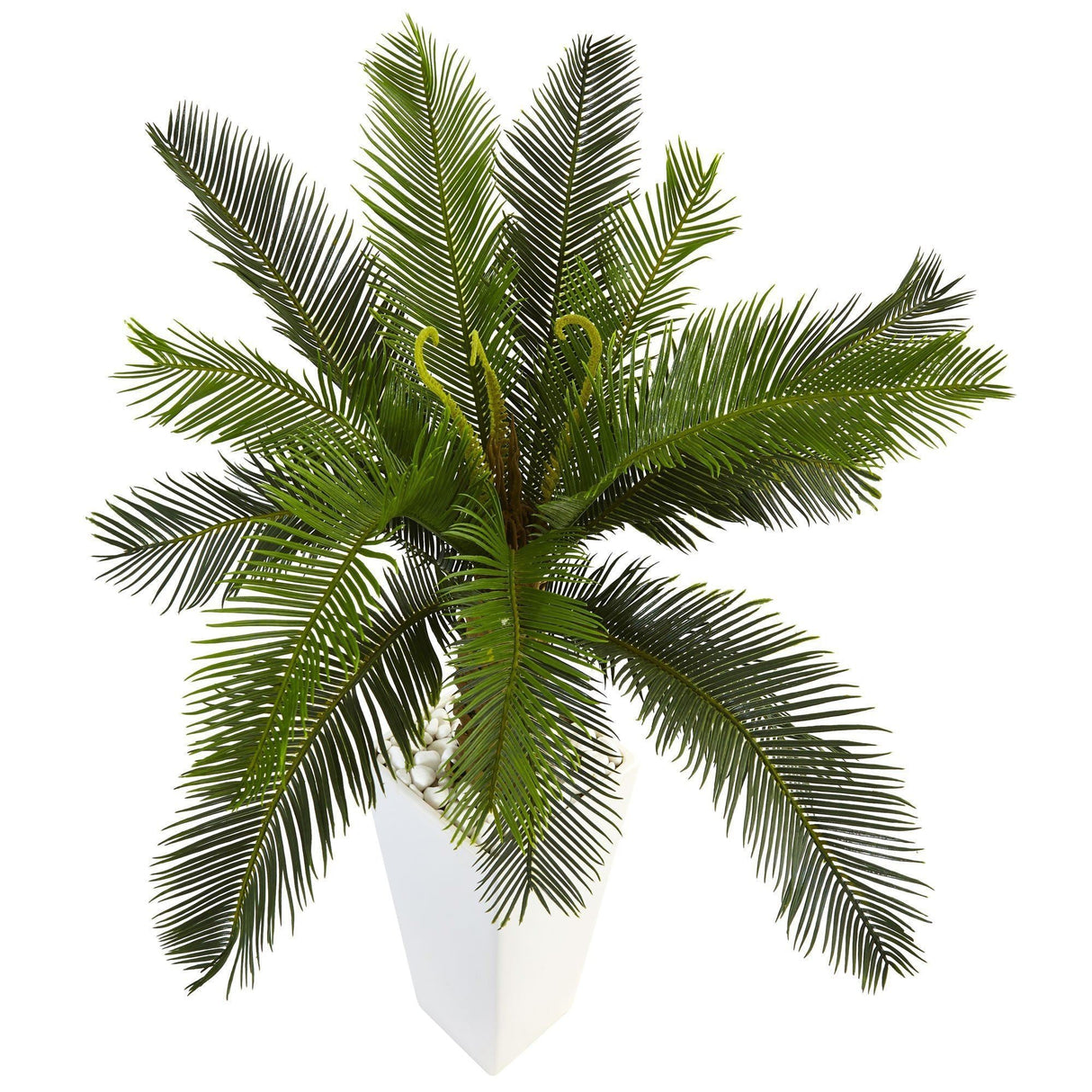 3’ Cycas Tree in White Tower Planter-Parc Decor