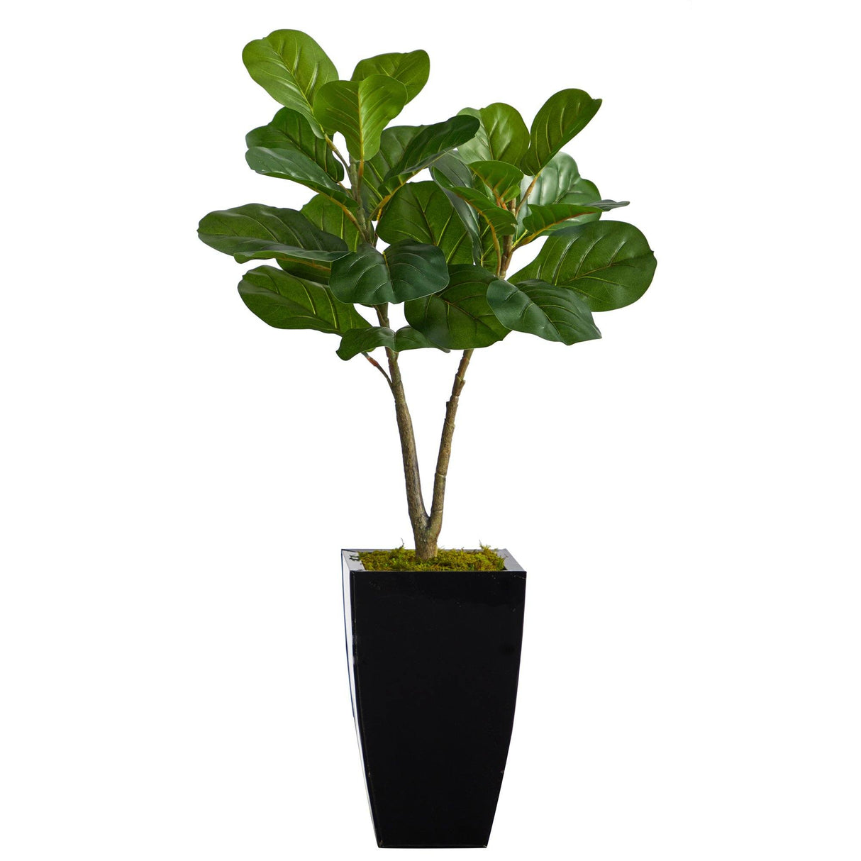 3’ Fiddle Leaf Fig Artificial Tree in Black Metal Planter-Parc Decor