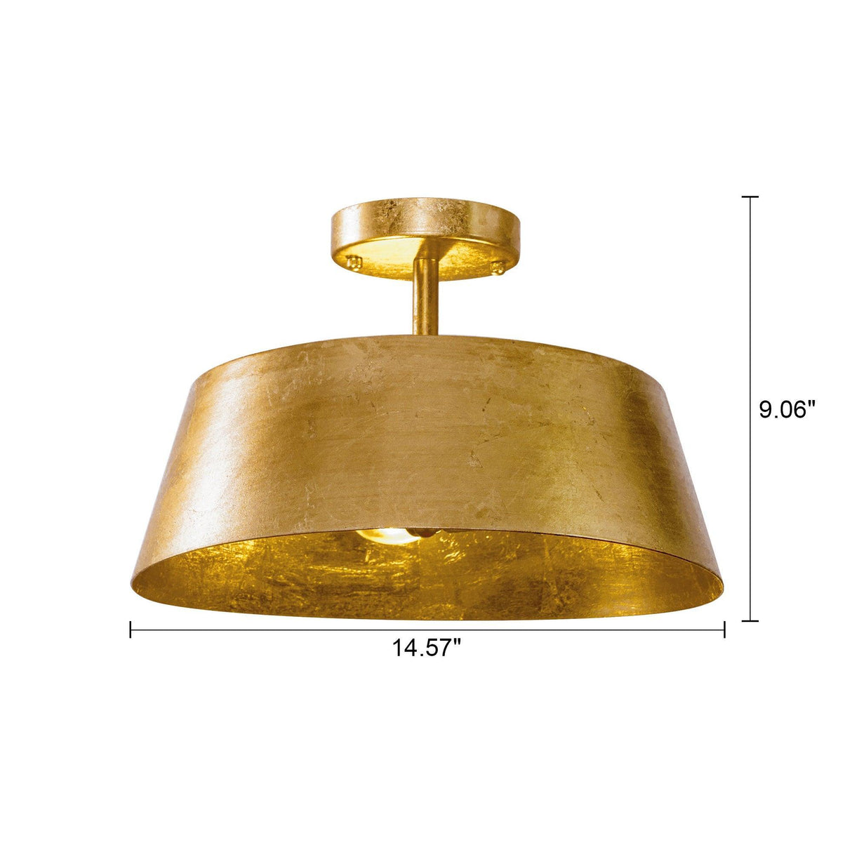 3-Light Golden Semi Flush Mount Lighting-Parc Decor