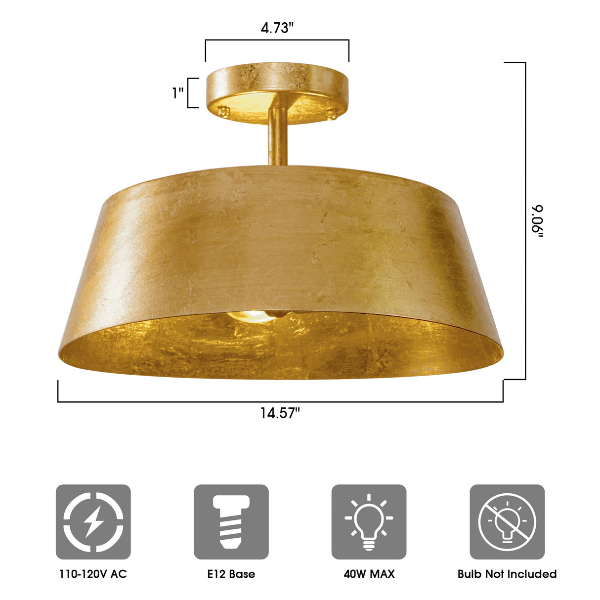 3-Light Golden Semi Flush Mount Lighting-Parc Decor