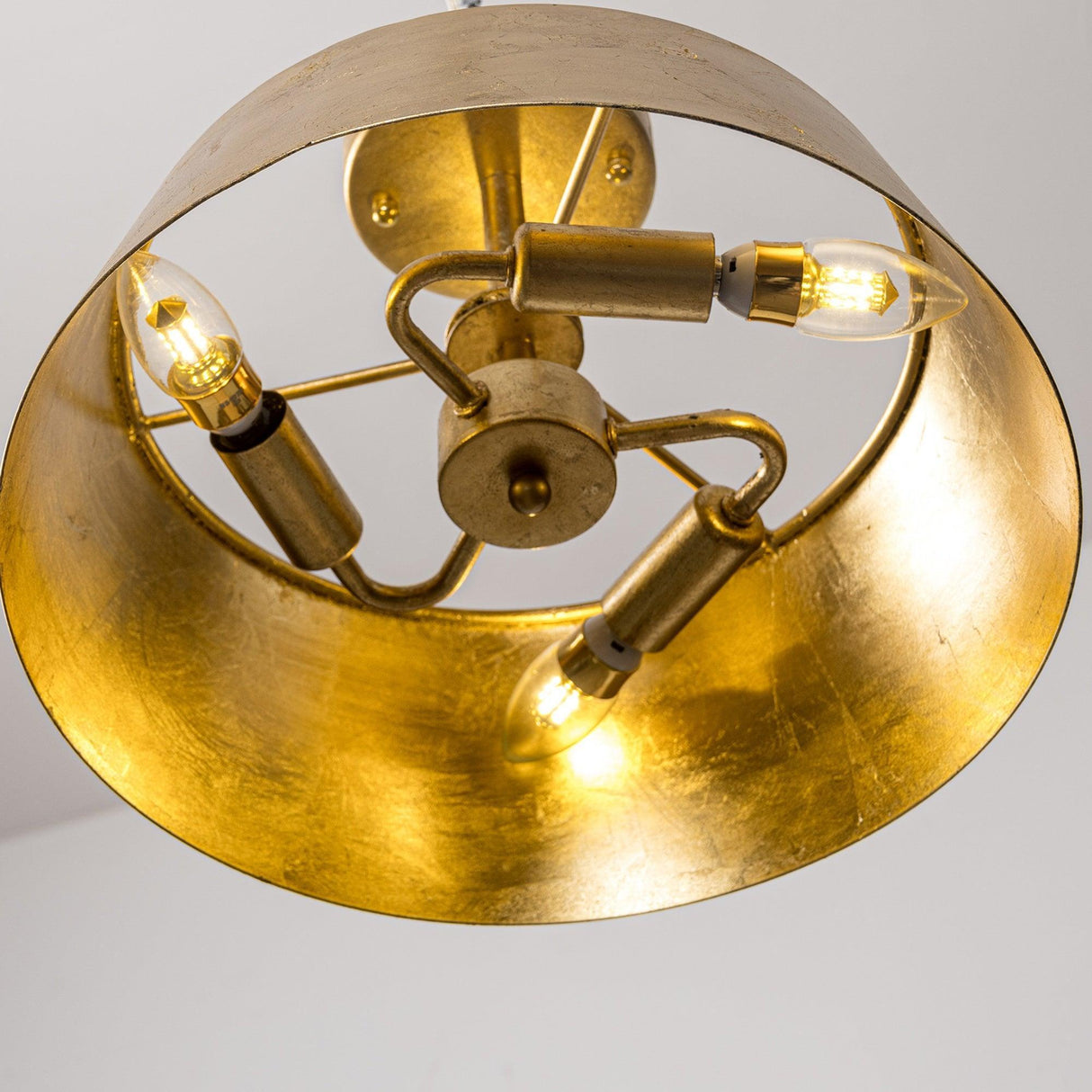 3-Light Golden Semi Flush Mount Lighting-Parc Decor