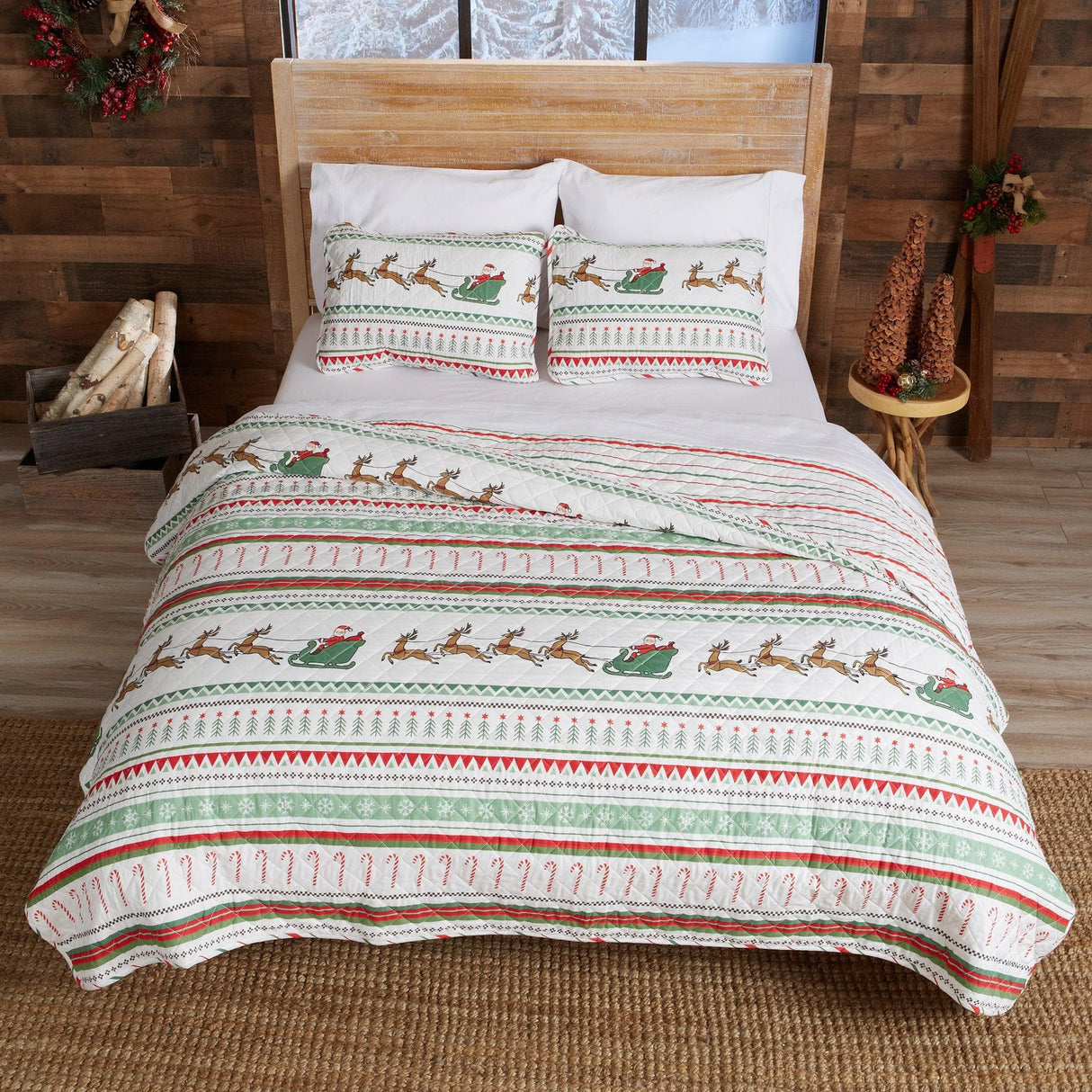 3-Piece Christmas Quilt - Festive Collection-Parc Decor