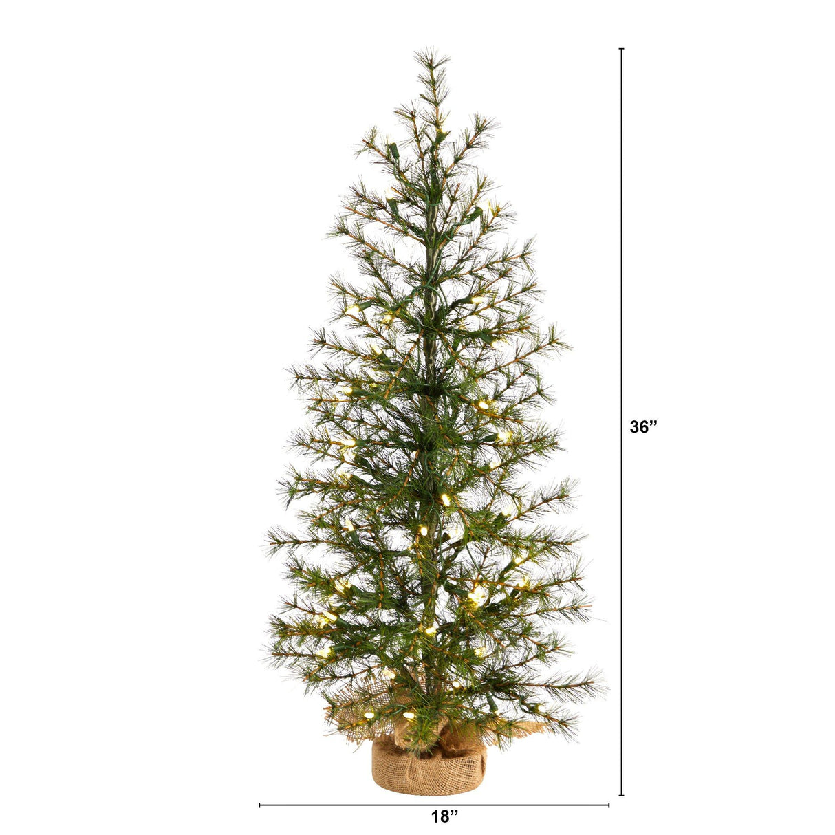 3’ Artificial Christmas Tree with 50 Clear LED Lights Set in a Burlap Base-Christmas Tree-Parc Decor