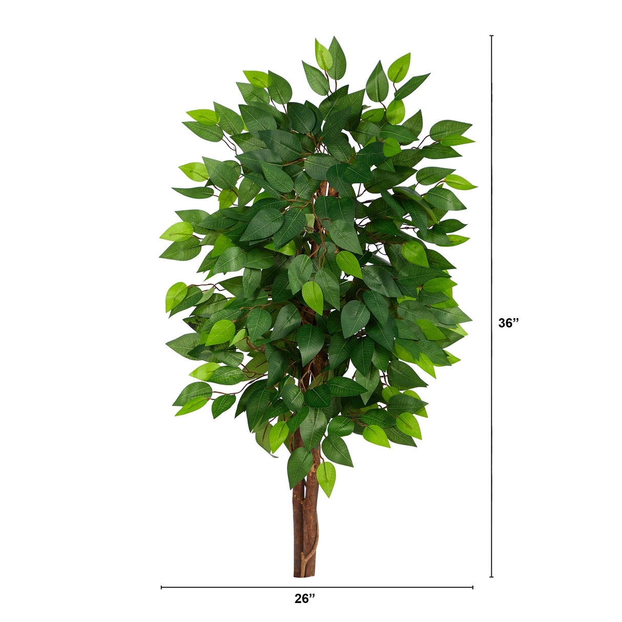 3’ Artificial Double Trunk Ficus Tree (No Pot)-Tree-Parc Decor
