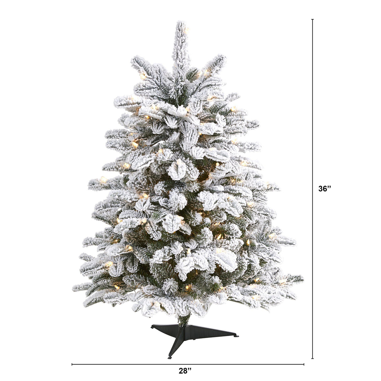 3’ Flocked North Carolina Fir Artificial Christmas Tree with 150 Warm White Lights and 545 Bendable Branche-Christmas Tree-Parc Decor