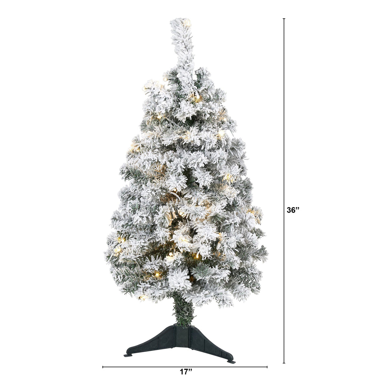 3' Flocked Rock Springs Spruce Artificial Christmas Tree with 50 Clear LED Lights-Christmas Tree-Parc Decor