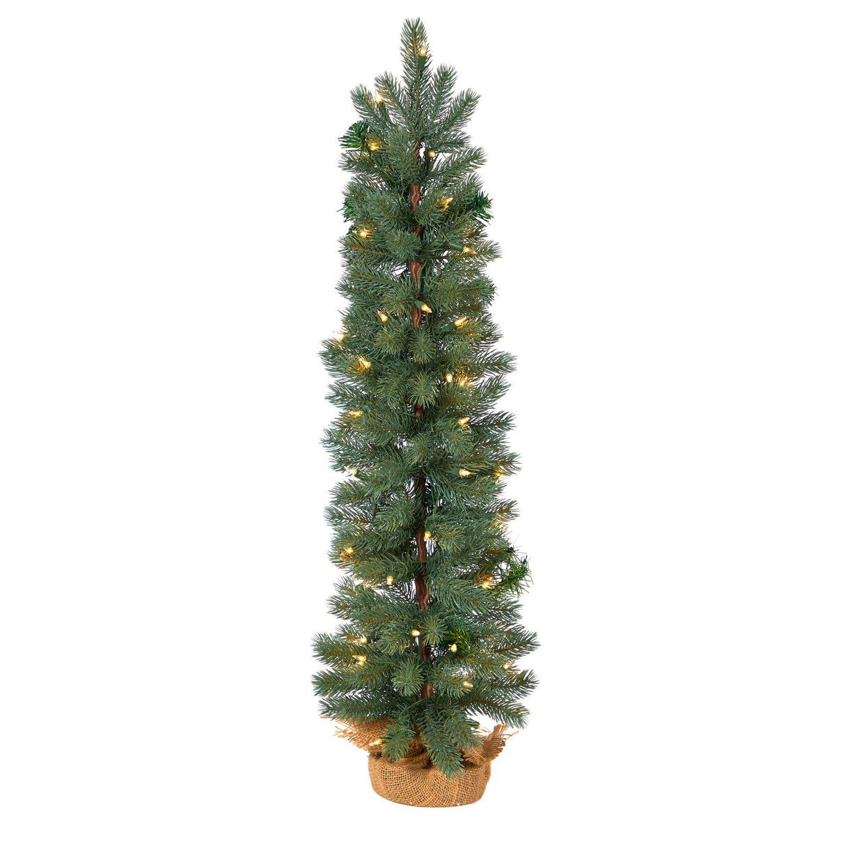 3’ Green Pine Artificial Christmas Tree with 50 Warm White Lights Set in a Burlap Base-Christmas Tree-Parc Decor