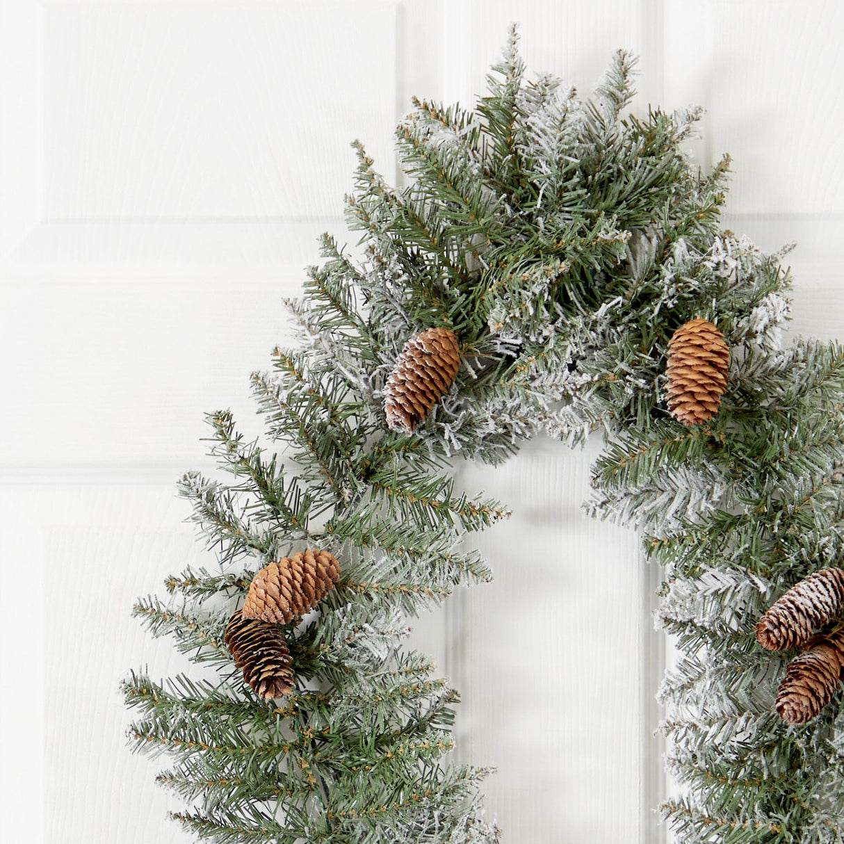 3' Holiday Christmas Geometric Diamond Frosted Wreath with Pinecones and 50 Warm White LED Lights-Wreath-Parc Decor