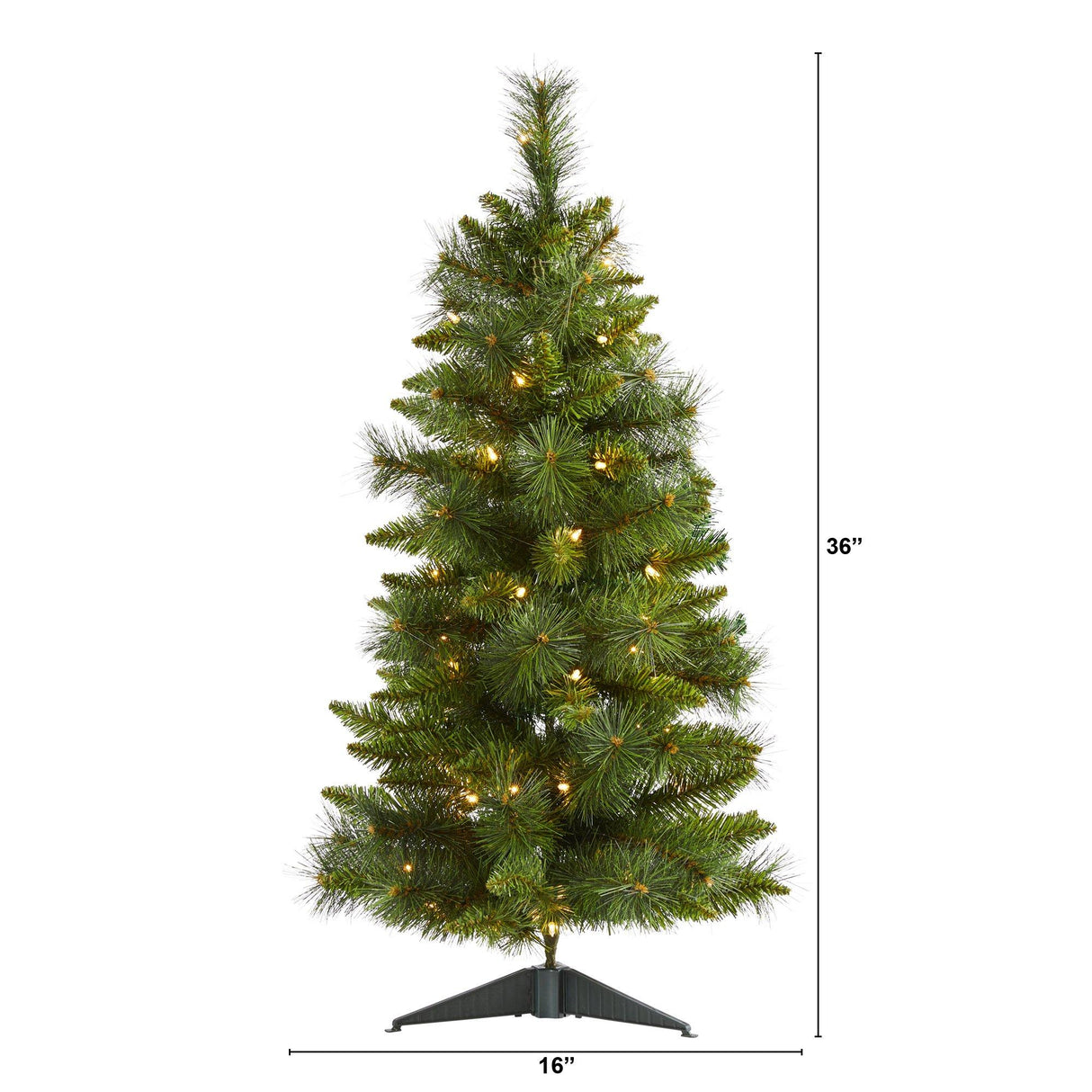 3’ New Haven Pine Artificial Christmas Tree with 50 Warm White LED Lights and 93 Bendable Branches-Christmas Tree-Parc Decor