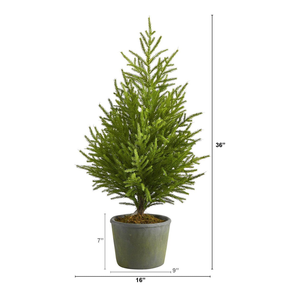 3’ Norfolk Island Pine “Natural Look” Artificial Christmas Tree in Decorative Planter-Christmas Tree-Parc Decor