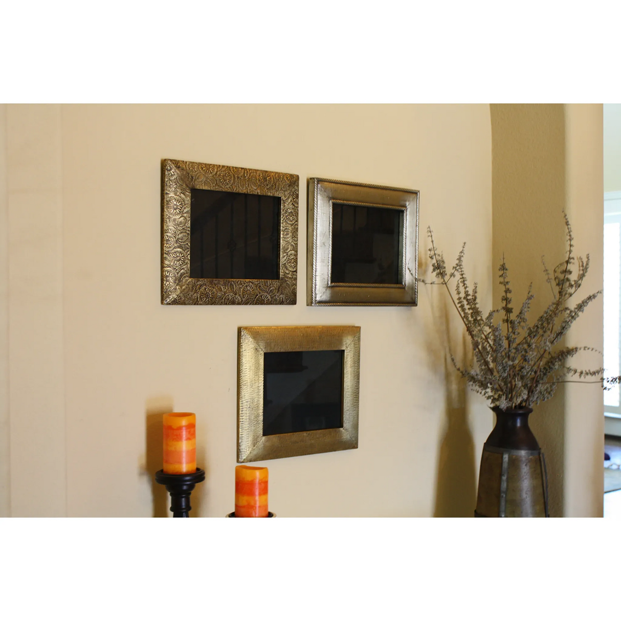 3 Piece Brass Clad Wood Picture Frame Set-Decor-Parc Decor